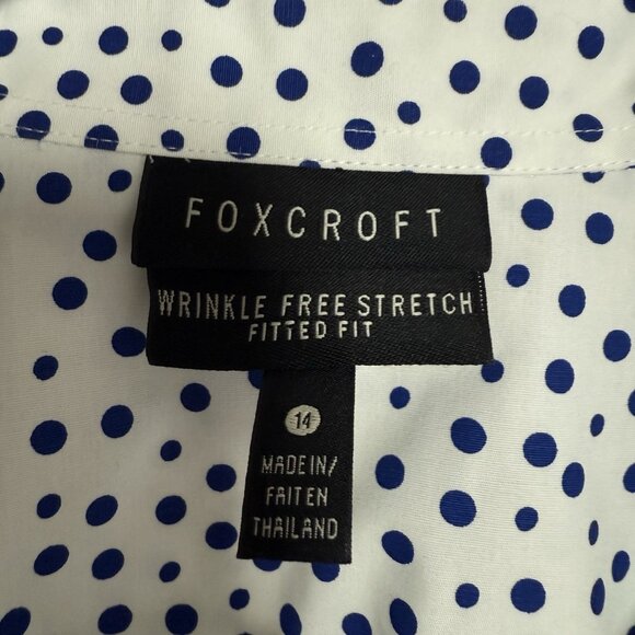 Foxcroft Women's White Button-Down Dress Shirt Wrinkle-Free Fitted Stretch 14 - Picture 4 of 10